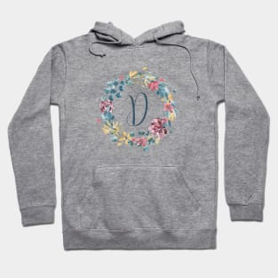 Floral Monogram D Colorful Full Blooms Hoodie